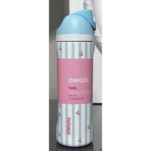 OWALA SPECIAL EDITION FreeSip 24oz Water Bottle, PILLOW FIGHT CHERRIES - Picture 2 of 6